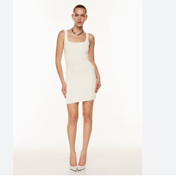 Aritzia Babaton Contour Squareneck Mini Dress White Cream Size Medium - Picture 1 of 5